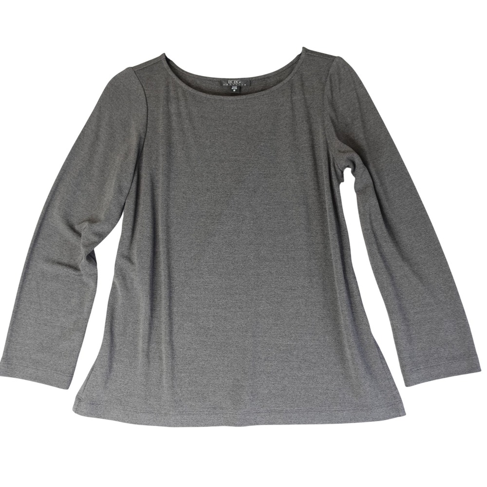 Vintage 90s BCBG Max Azria Top Womens M Gray Long Sleeve Boat Neck Grunge Indie